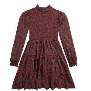 NWT Ralph Lauren Red and Blue Paisley Kids Dress
